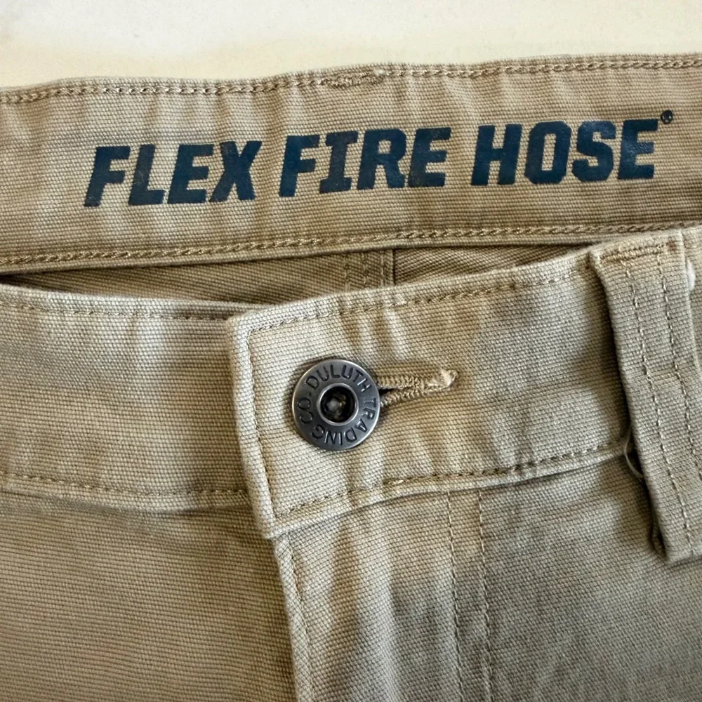 Duluth Trading Co Flex Fire Hose Relaxed Fit Khaki Work Pants 34x36 62752C